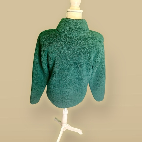 NWOT PINK Victoria’s Secret Sherpa Fleece Half Zip Pullover Jacket in Green XS - Picture 10 of 14